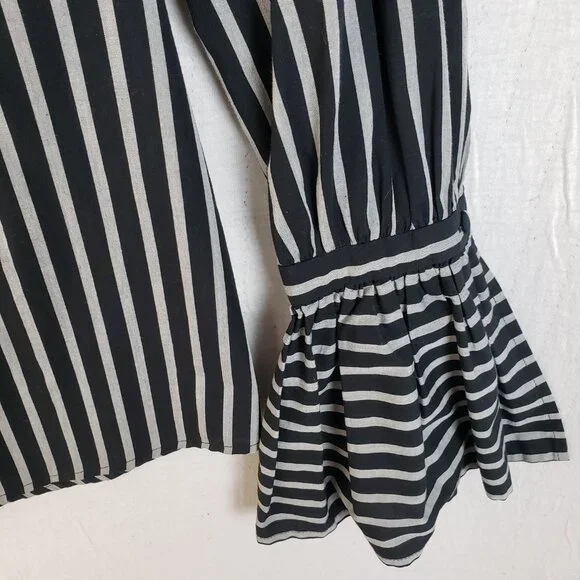 L'Academie The Felix Blouse Striped Bell Cuffs Victorian Modern size S Goth Boho - Picture 6 of 14